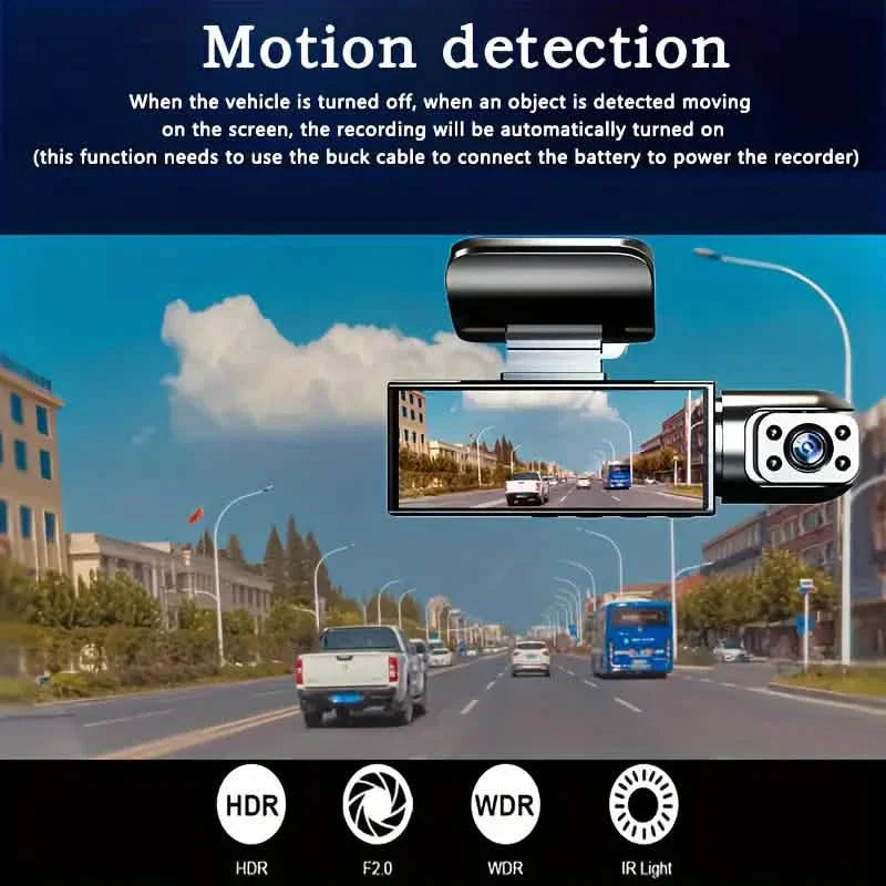 1080P Full HD Dual-Kamera Dashcam für Autos 3,16 Zoll IPS-Bildschirm GPS und Spurhalteassistent