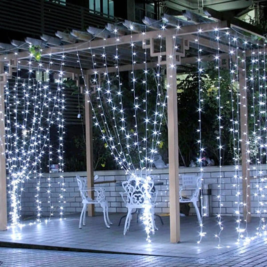 3 m 300 LEDs Kaltweiß Lichterkette für Fenstervorhänge