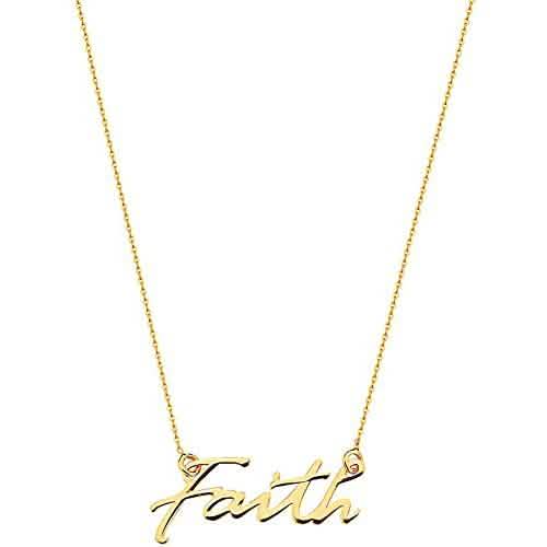 10K Gold Glaube Halskette für Damen Verstellbar von 40,6 cm bis 45,7 cm