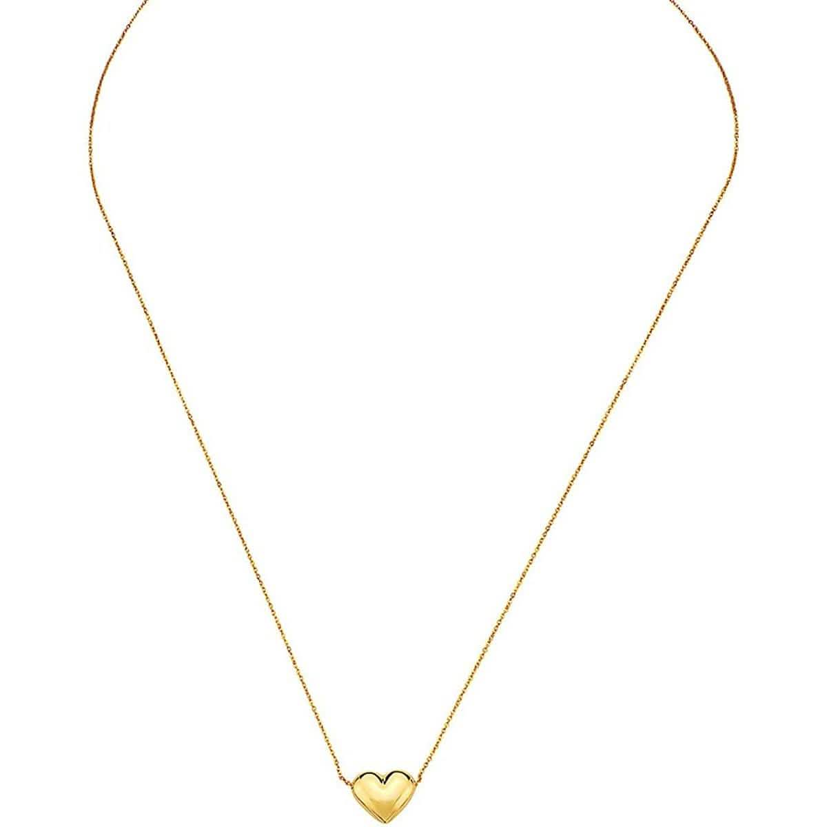 10 Karat Goldene Aufgeblasene Herz-Halskette für Frauen Verstellbar