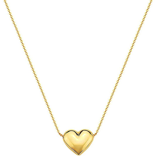10 Karat Goldene Aufgeblasene Herz-Halskette für Frauen Verstellbar