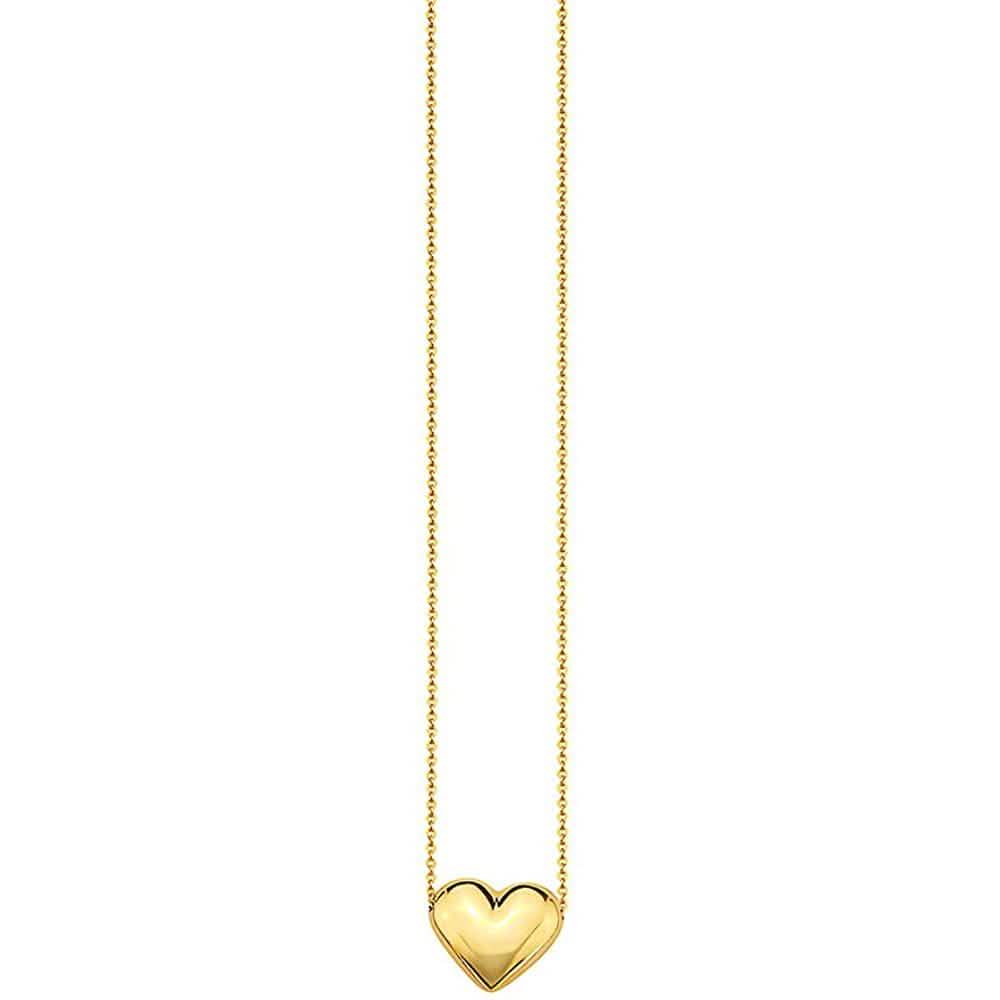 10 Karat Goldene Aufgeblasene Herz-Halskette für Frauen Verstellbar