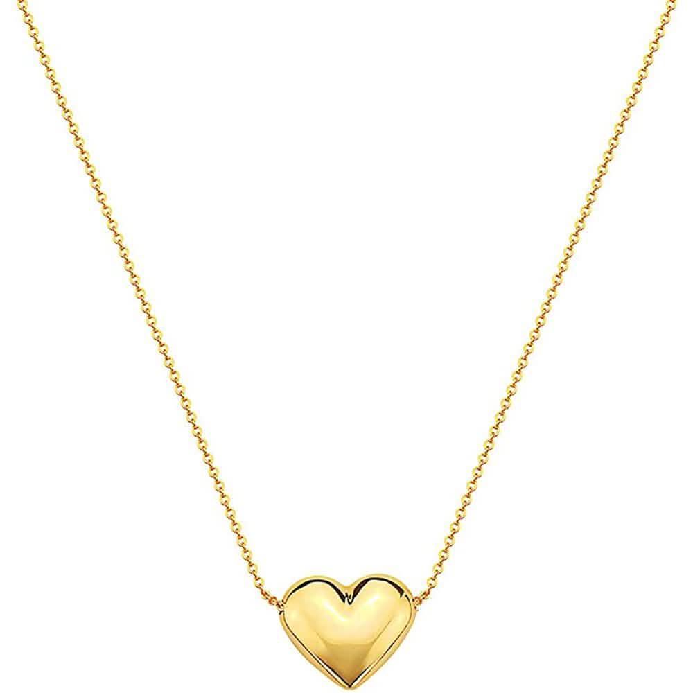 10 Karat Goldene Aufgeblasene Herz-Halskette für Frauen Verstellbar