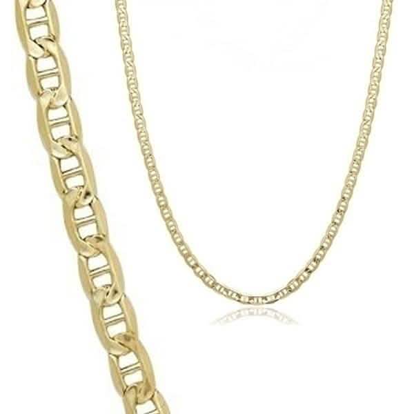 10 Karat massives Gelbgold 2,5 mm Marina-Kette – Verschiedene Größen
