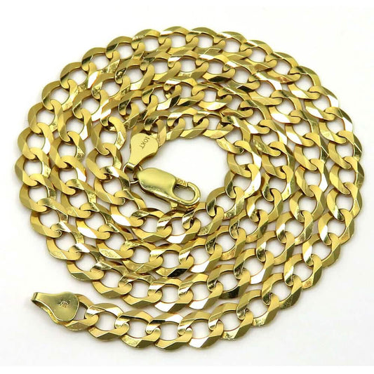 10K Massivgelbgold Panzer-Kubanische Gliederketten-Halskette 7mm