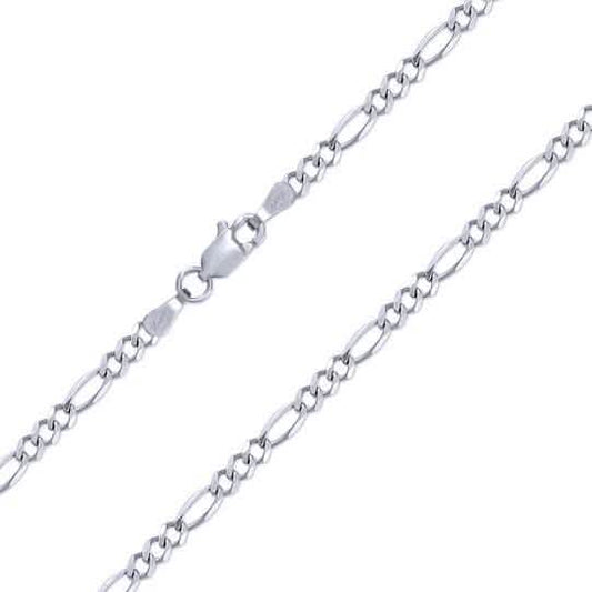 10K Weißgold Damen Herren 2,5mm Massive Figarokette Anhänger Halskette
