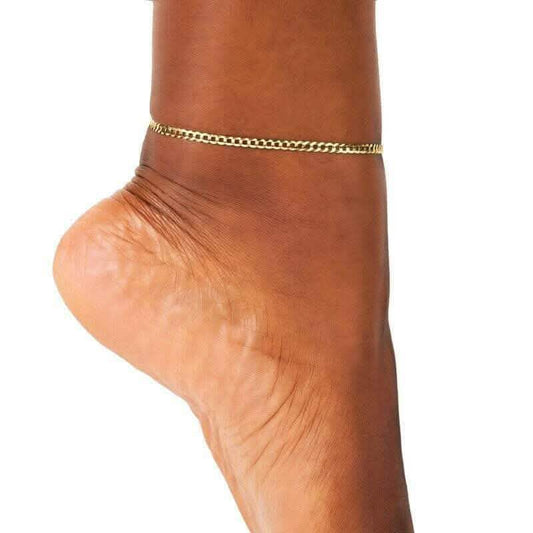 10K Gelbgold 2,5MM 10" Damen Cuban Curb Kettenarmband Fußkette