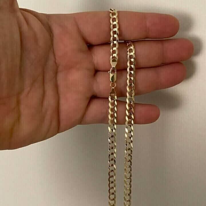 10K Gelbgold 5MM Panzerkette Kubanische Gliederkette 40-76cm, hergestellt in Italien