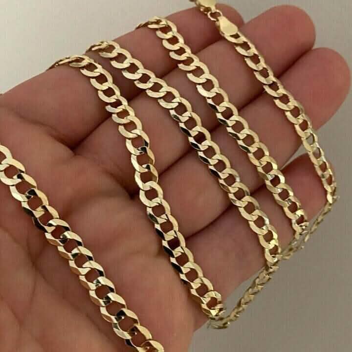 10K Gelbgold 5MM Panzerkette Kubanische Gliederkette 40-76cm, hergestellt in Italien
