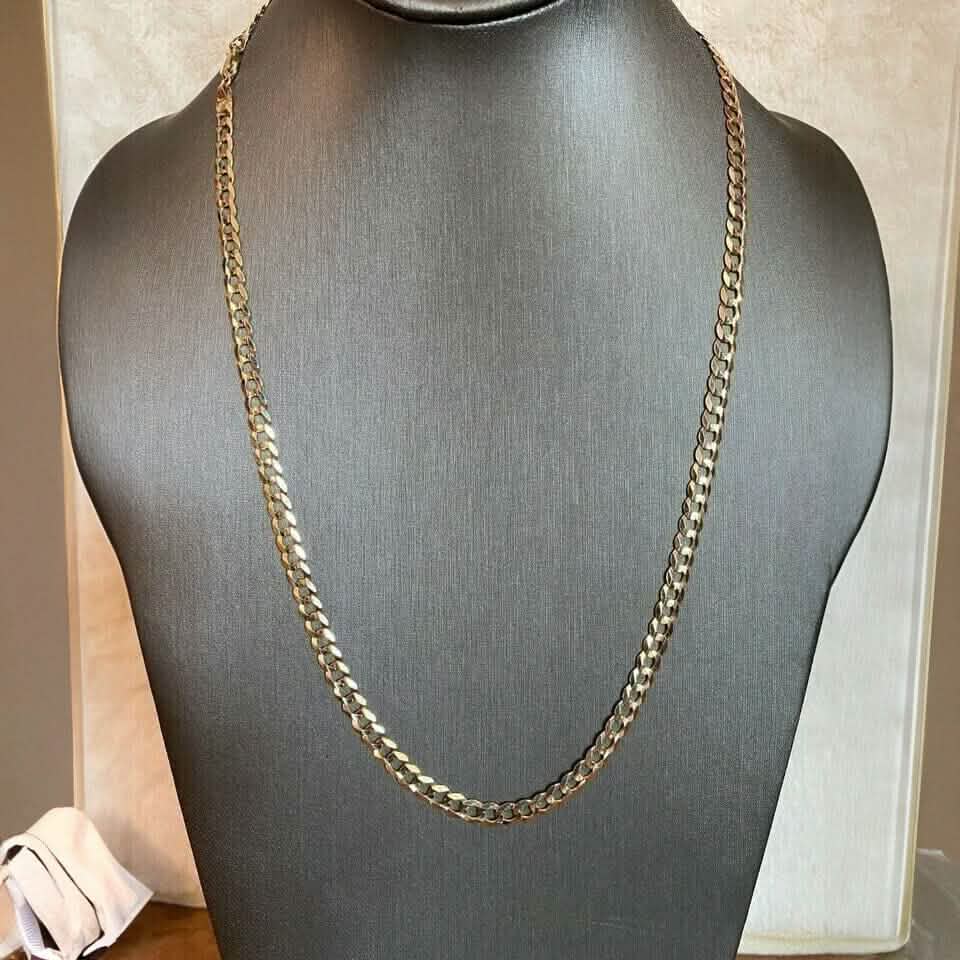 10K Gelbgold 5MM Panzerkette Kubanische Gliederkette 40-76cm, hergestellt in Italien
