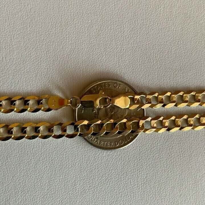 10K Gelbgold 5MM Panzerkette Kubanische Gliederkette 40-76cm, hergestellt in Italien