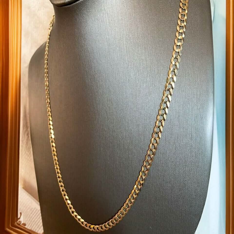 10K Gelbgold 5MM Panzerkette Kubanische Gliederkette 40-76cm, hergestellt in Italien