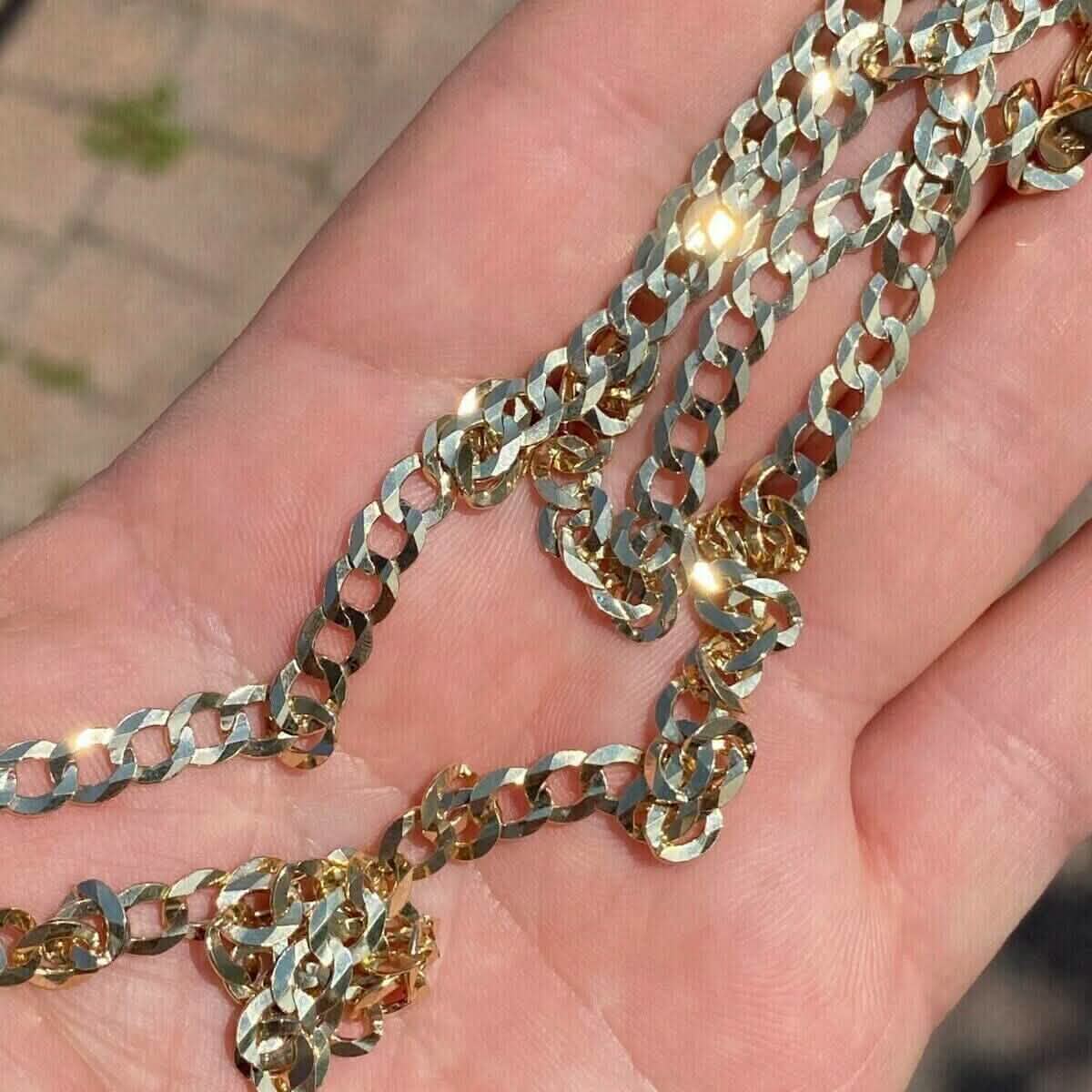 10K Gelbgold 5MM Panzerkette Kubanische Gliederkette 40-76cm, hergestellt in Italien