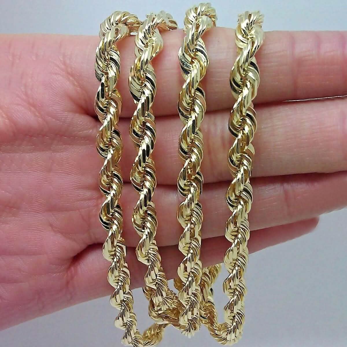 10K Gelbgold 6MM Diamantgeschliffene Seilkette Halskette