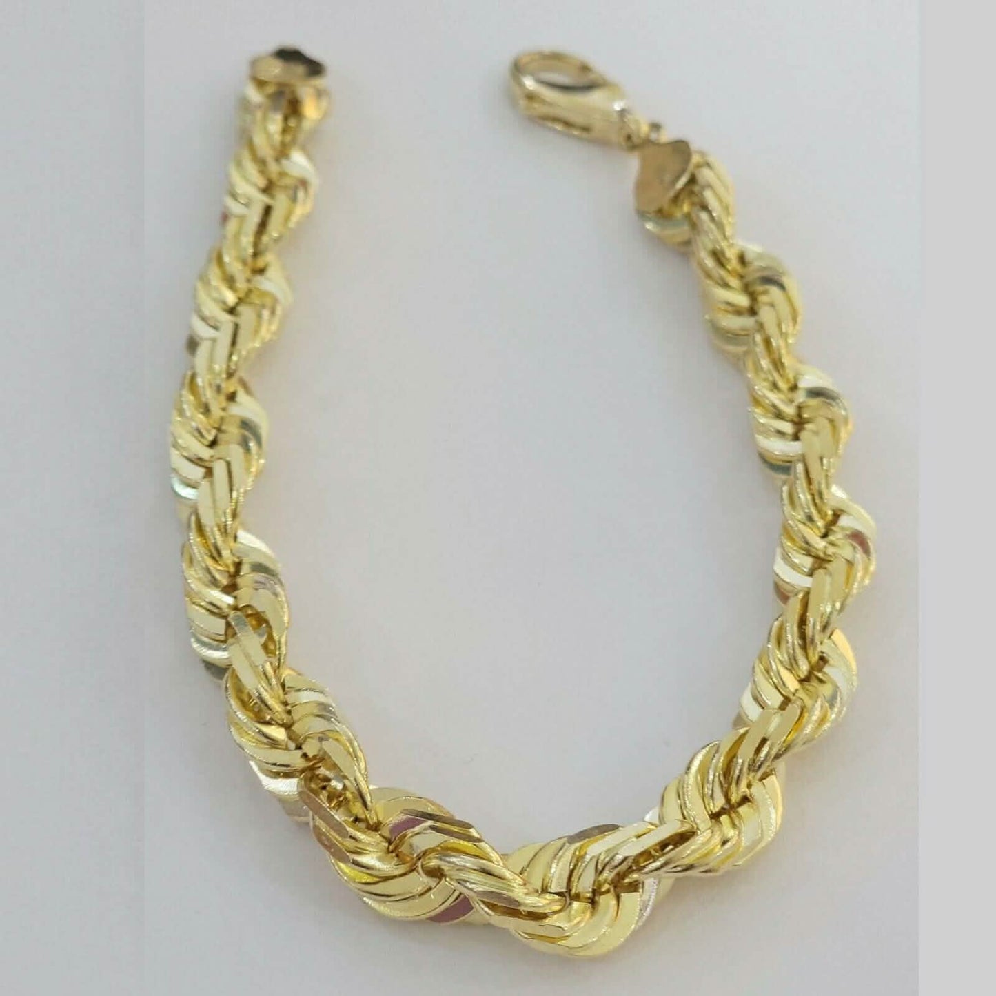 10 Karat Gelbgold Herren 6mm Diamantgeschliffene Kette Echtes italienisches Armband 8"