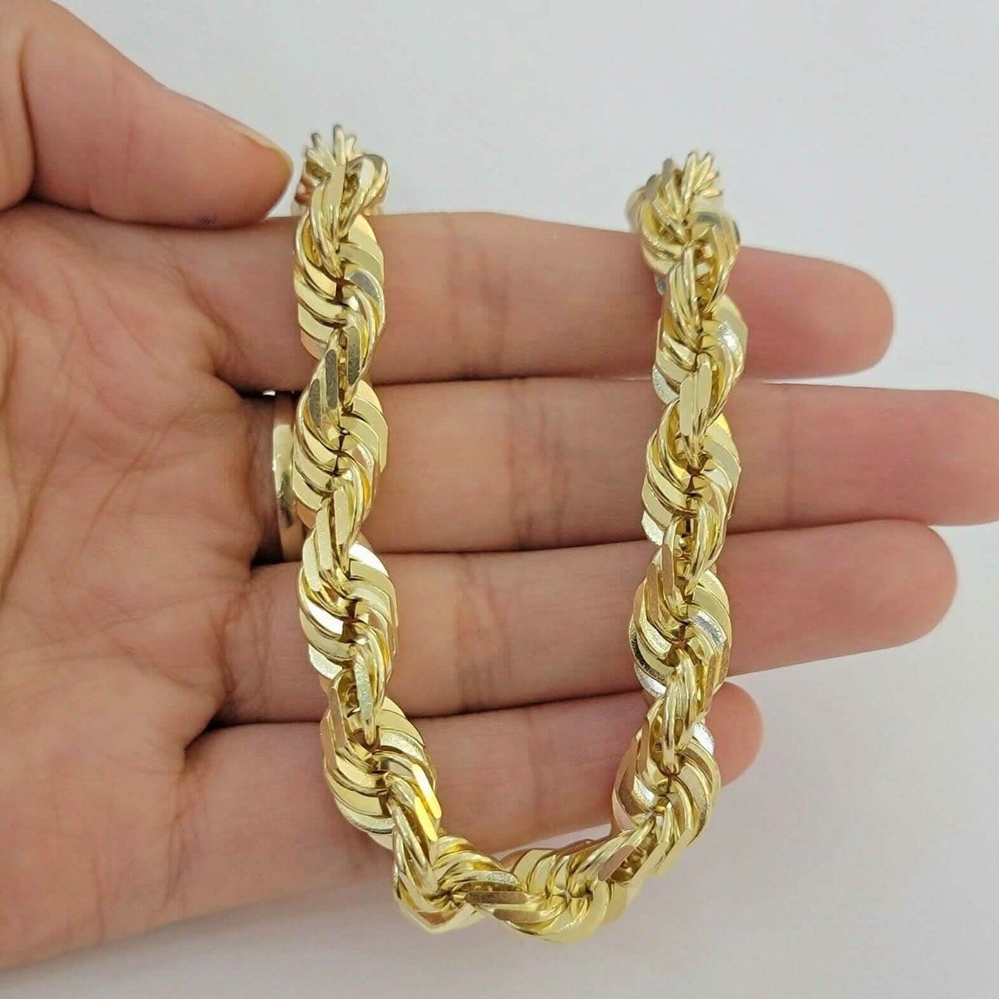 10 Karat Gelbgold Herren 6mm Diamantgeschliffene Kette Echtes italienisches Armband 8"