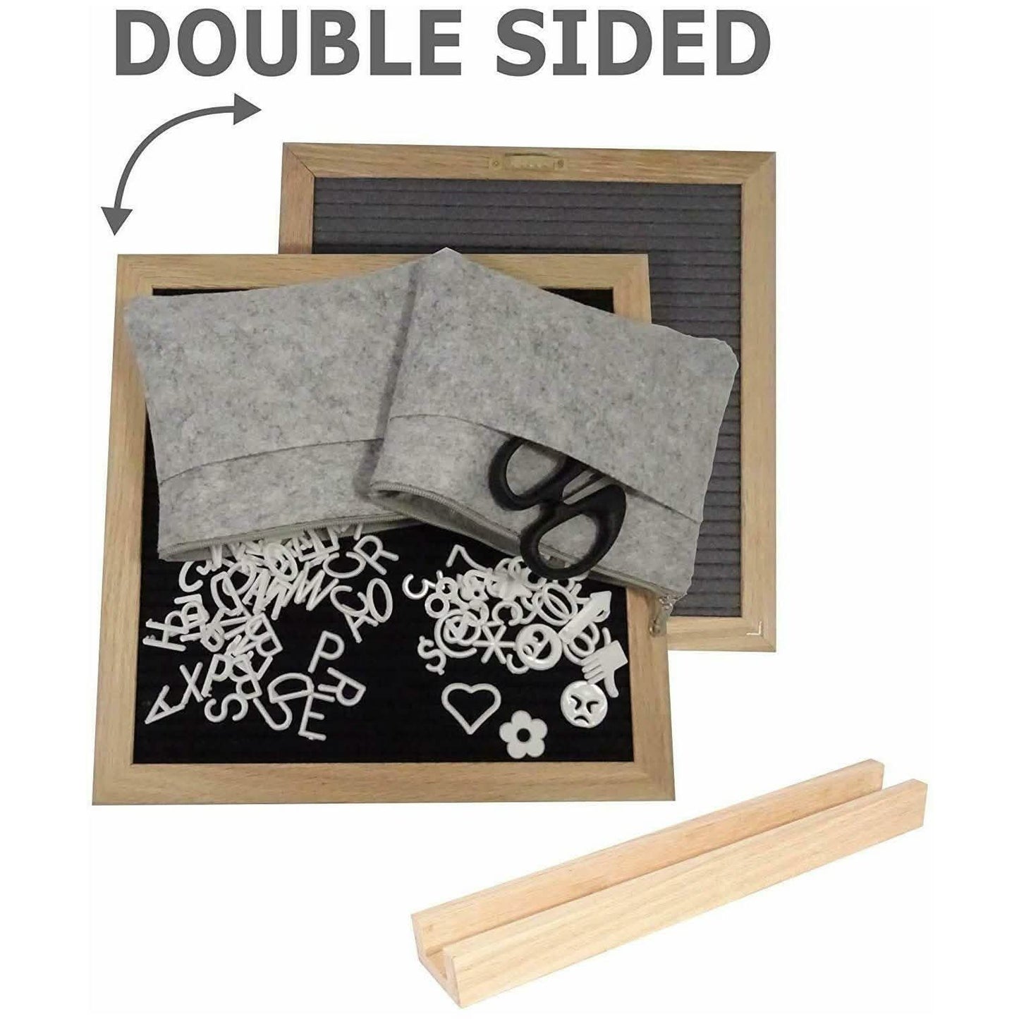 25x25cm doppelseitiges Filz-Letterboard in Schwarz und Grau