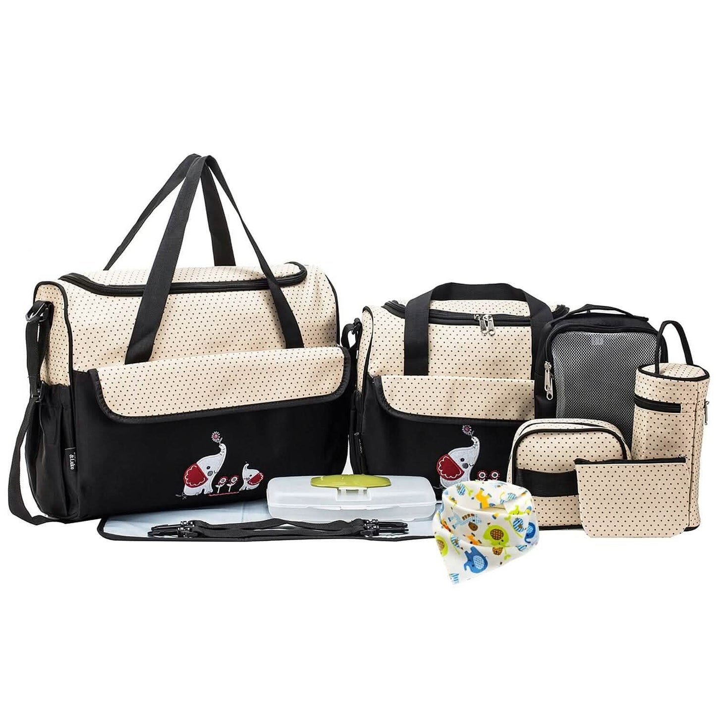 11-teiliges Set: Multifunktionale Wickeltaschen mit Kühltasche