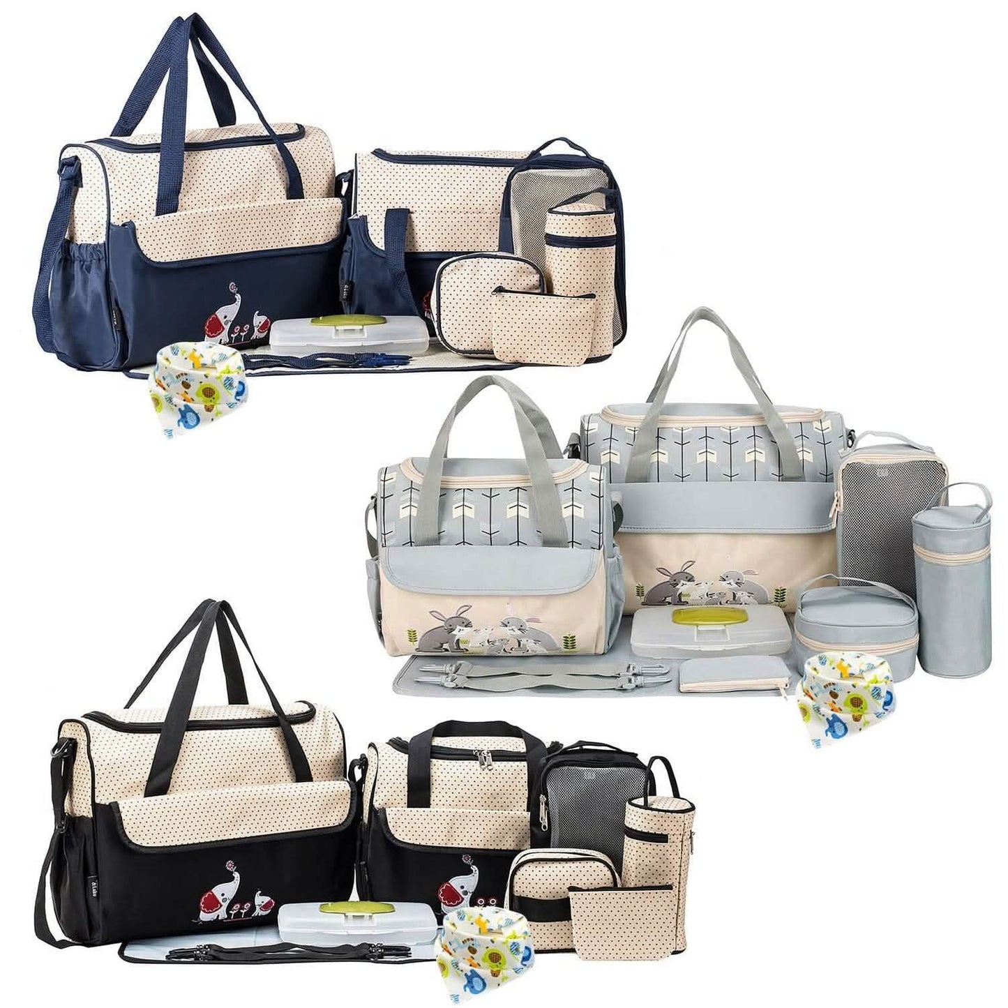11-teiliges Set: Multifunktionale Wickeltaschen mit Kühltasche