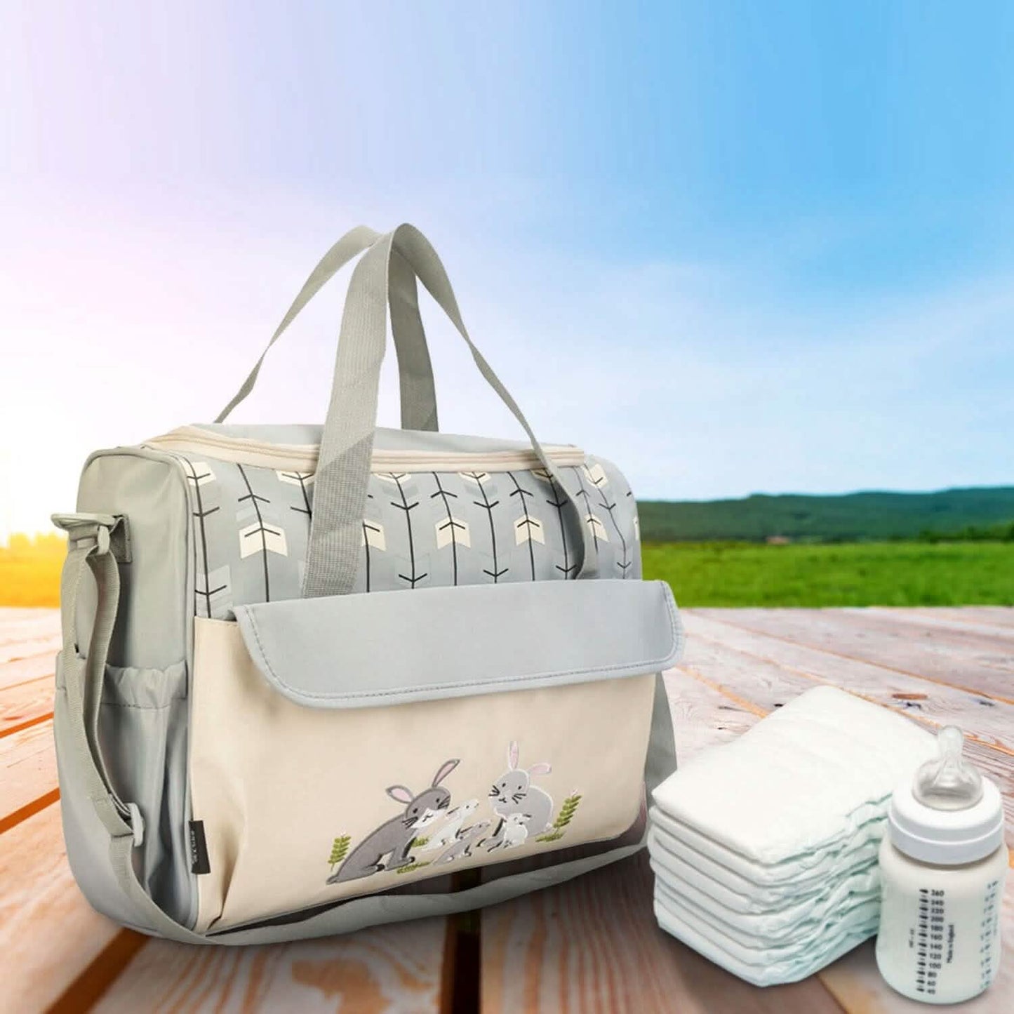 11-teiliges Set: Multifunktionale Wickeltaschen mit Kühltasche