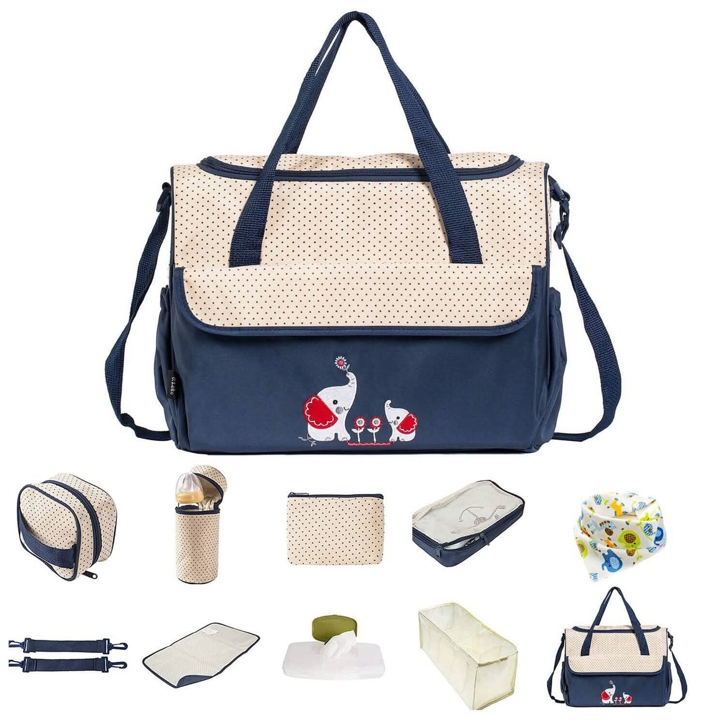 11-teiliges Set: Multifunktionale Wickeltaschen mit Kühltasche