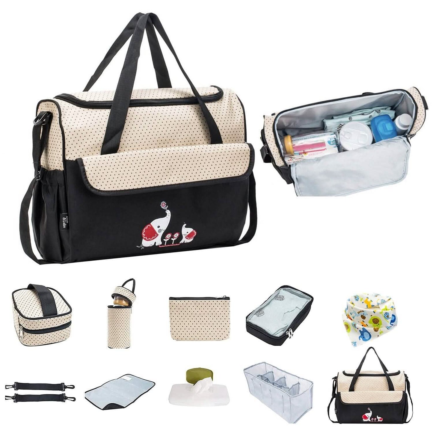11-teiliges Set: Multifunktionale Wickeltaschen mit Kühltasche