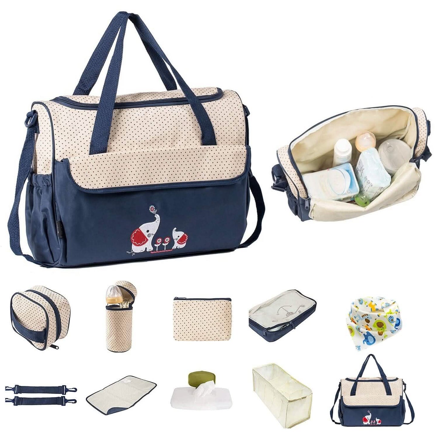 11-teiliges Set: Multifunktionale Wickeltaschen mit Kühltasche