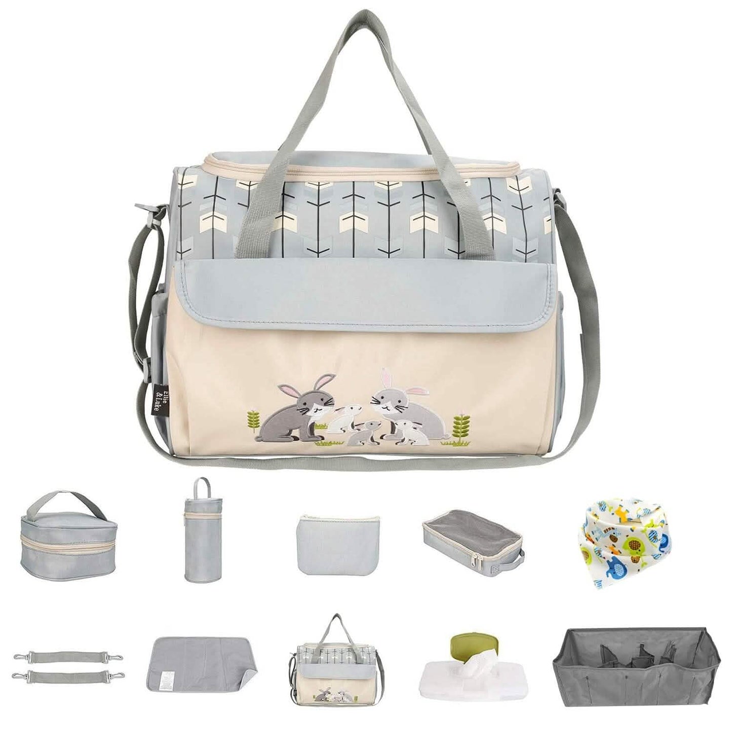 11-teiliges Set: Multifunktionale Wickeltaschen mit Kühltasche