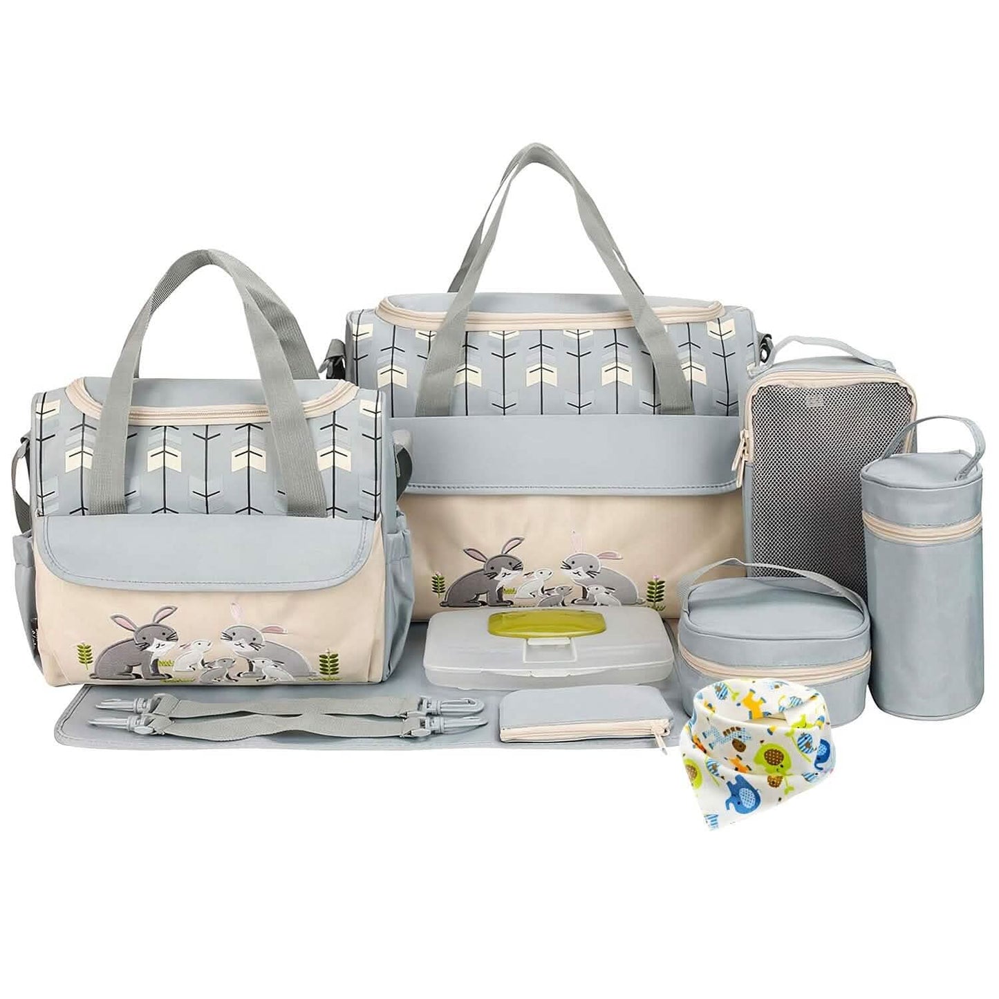 11-teiliges Set: Multifunktionale Wickeltaschen mit Kühltasche