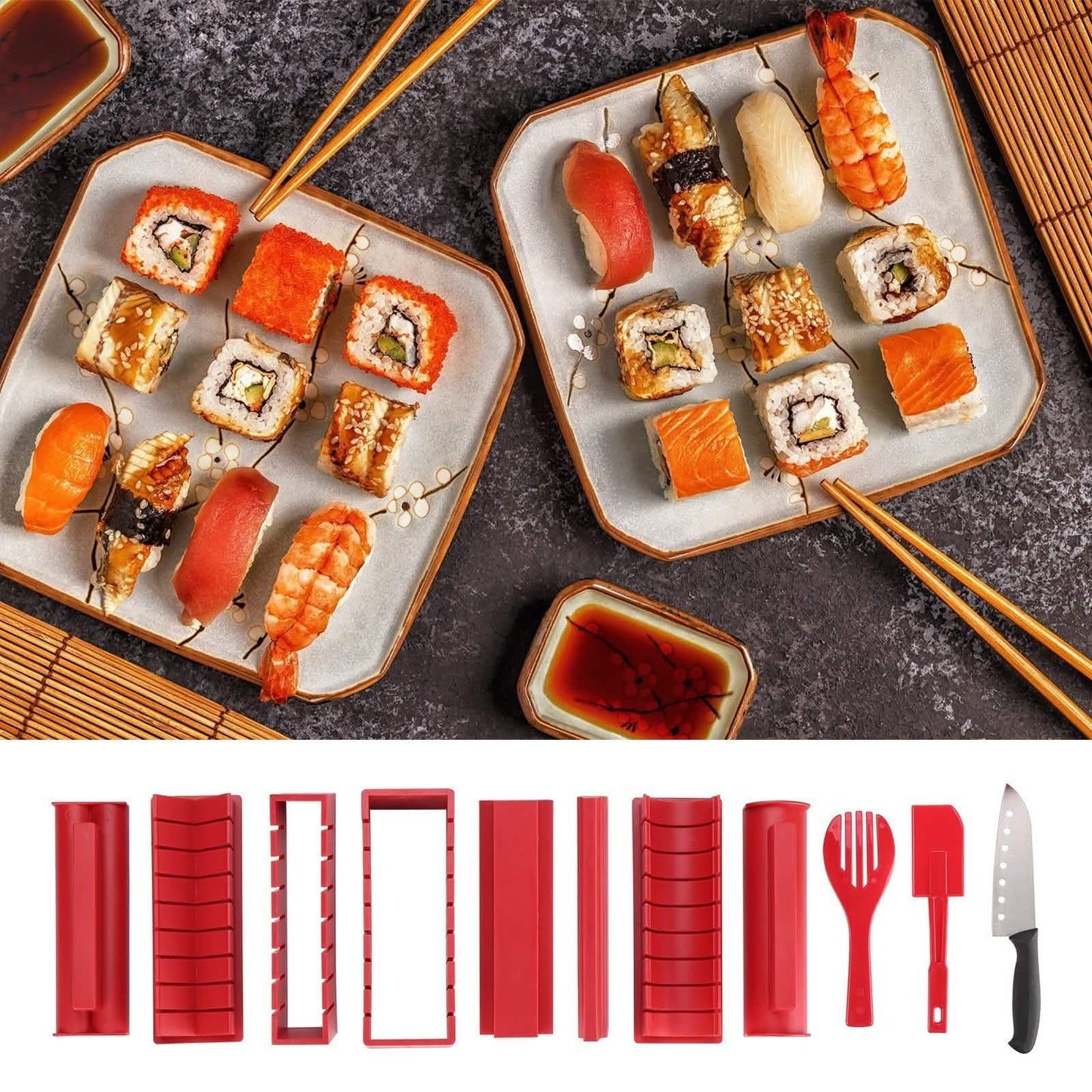 11-teilig: Sushi-Zubereitungsset Sushi-Rollen mit Premium-Sushimesser