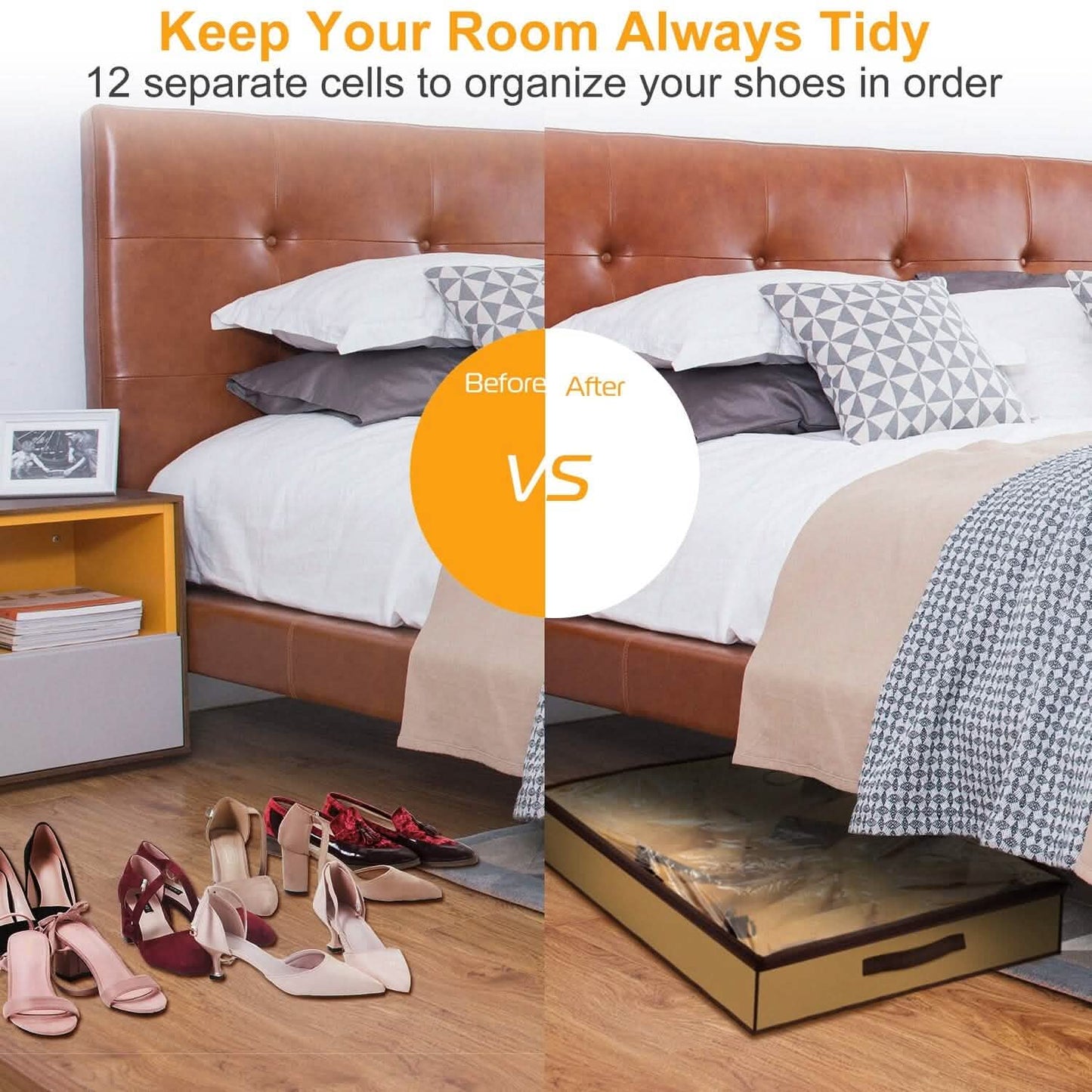 12-Fächer-Schuh-Organizer für unter das Bett