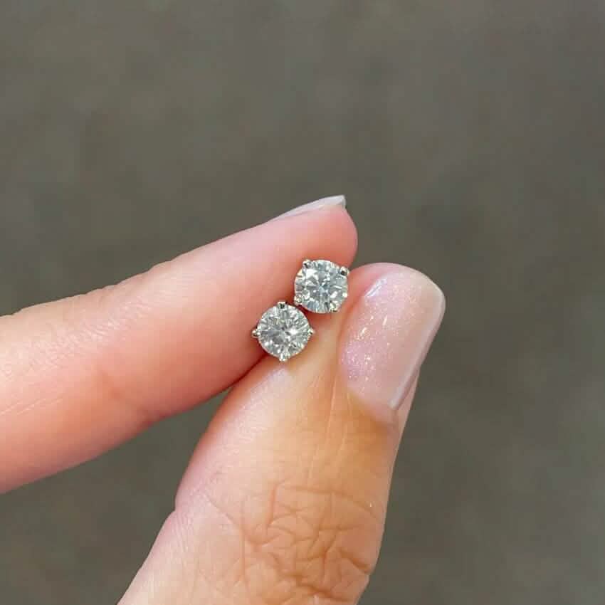 1/2 Karat echter, natürlicher, runder Diamant-Solitär, 14K Gold Ohrstecker