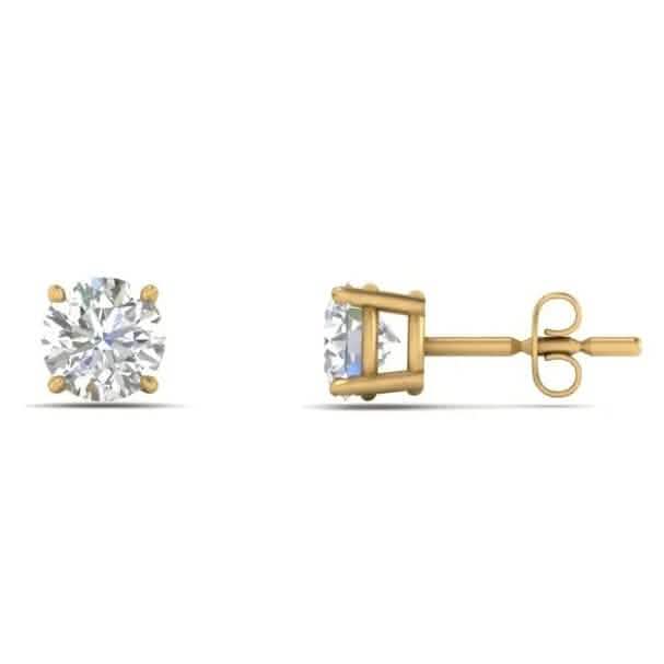 1/2 Karat echter, natürlicher, runder Diamant-Solitär, 14K Gold Ohrstecker