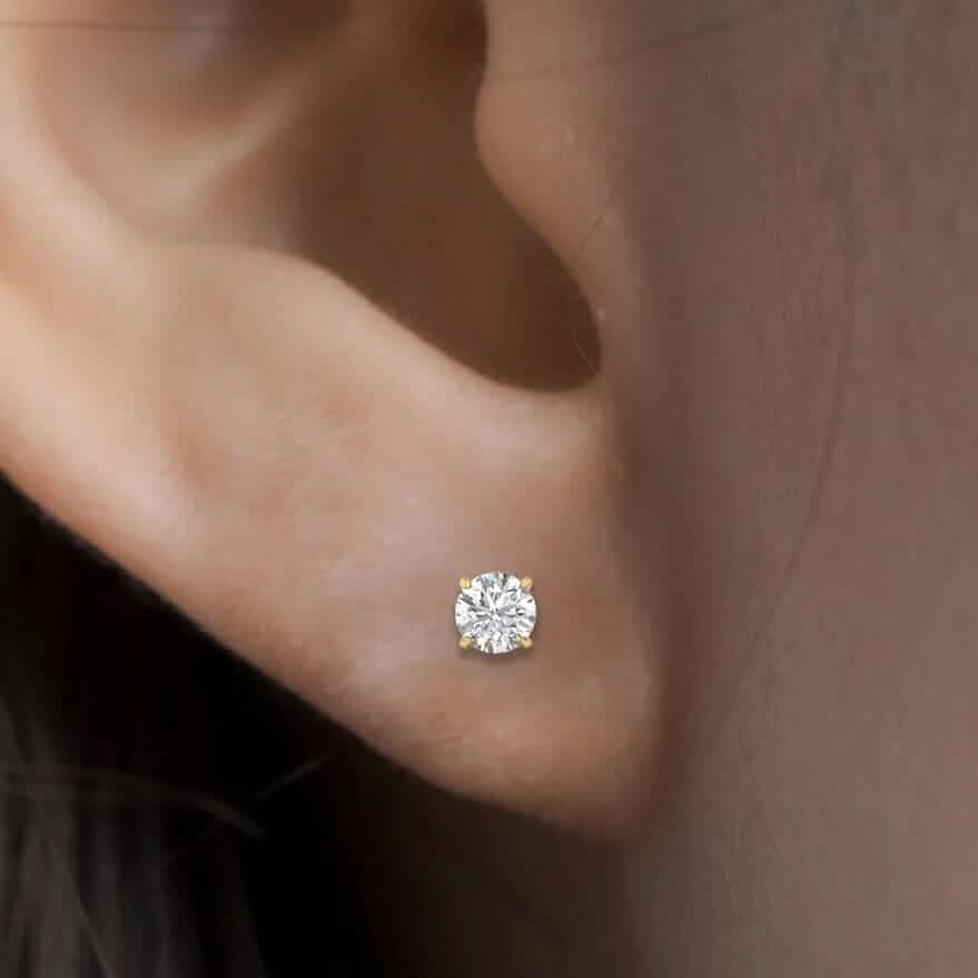 1/2 Karat echter, natürlicher, runder Diamant-Solitär, 14K Gold Ohrstecker