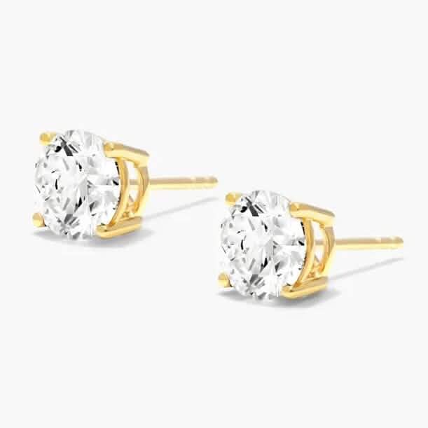 1/2 Karat echter, natürlicher, runder Diamant-Solitär, 14K Gold Ohrstecker