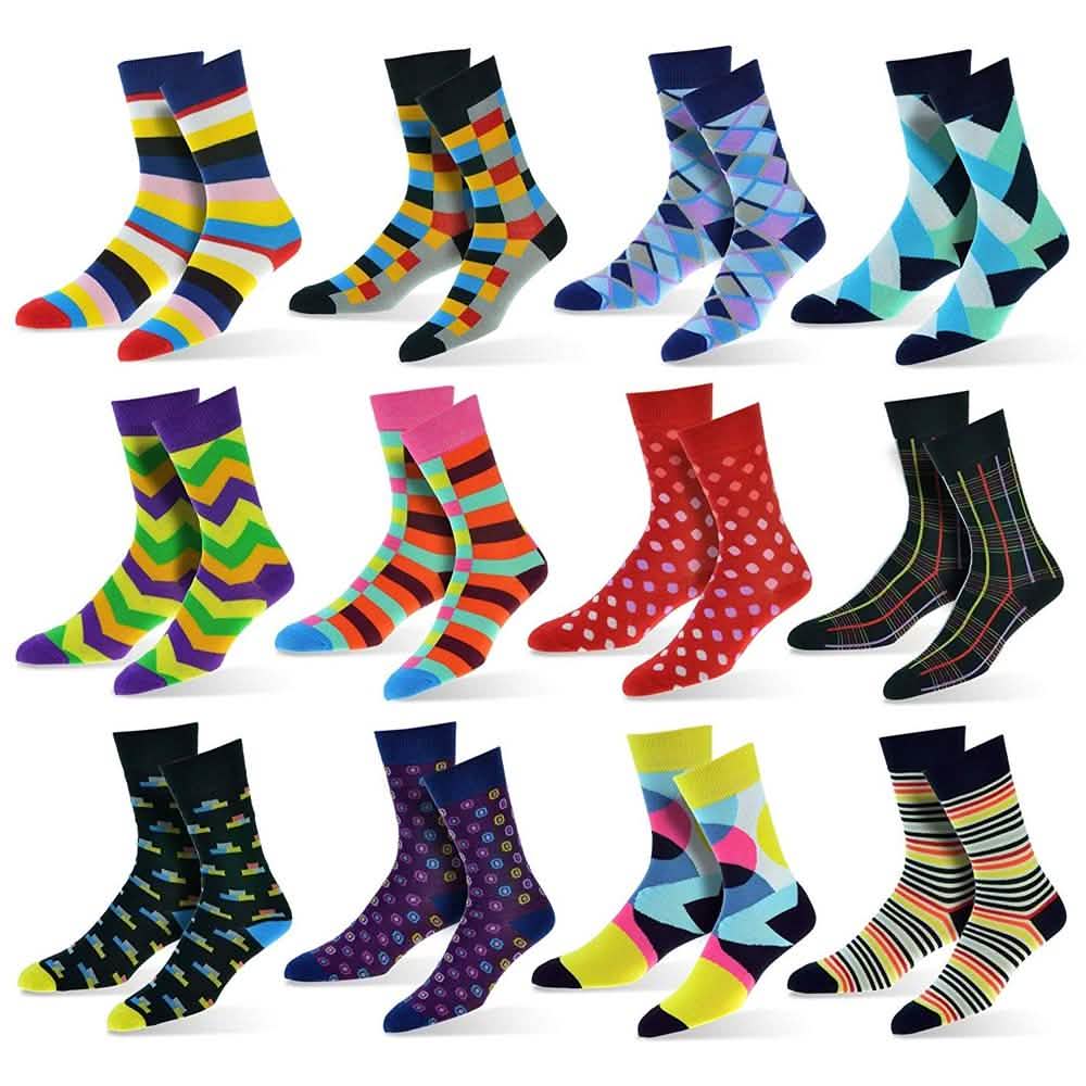 12er-Pack: Modische Herrensocken aus Baumwolle mit Muster