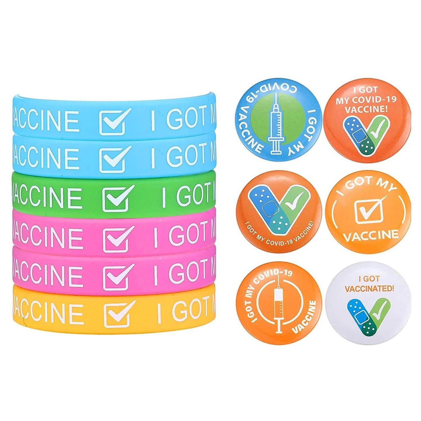 12er-Pack: „Ich bin geimpft“ Armbänder mit Buttons