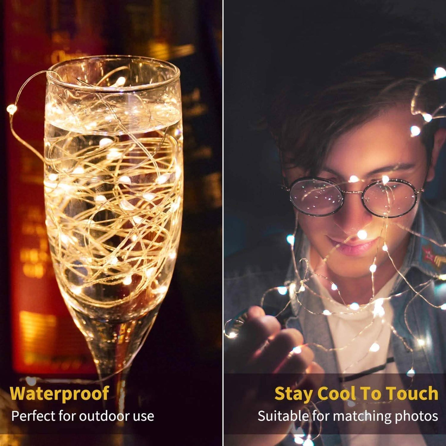 12er-Pack: LED-Lichterkette batteriebetrieben