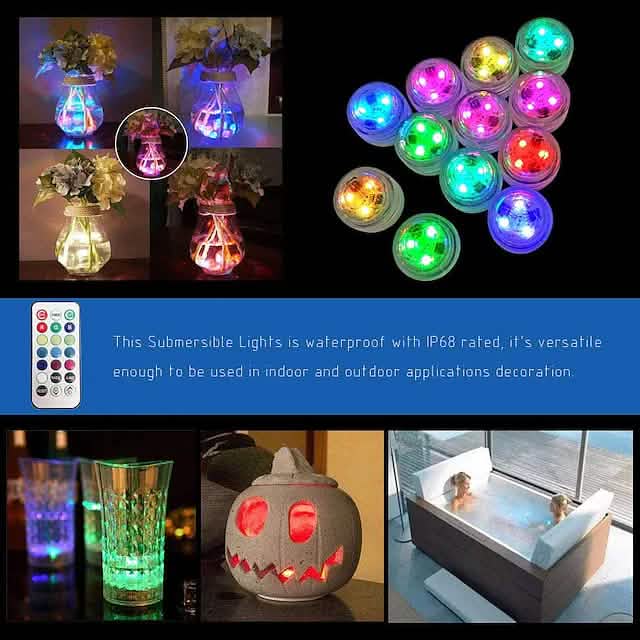 12-teiliges Set: LED-RGB-Tauchlicht mit Fernbedienung, Dekorationslicht