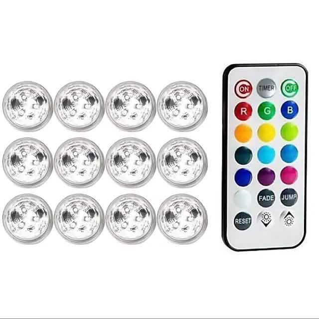 12-teiliges Set: LED-RGB-Tauchlicht mit Fernbedienung, Dekorationslicht