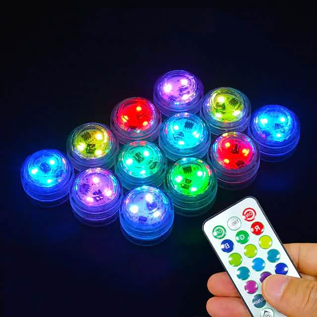 12-teiliges Set: LED-RGB-Tauchlicht mit Fernbedienung, Dekorationslicht
