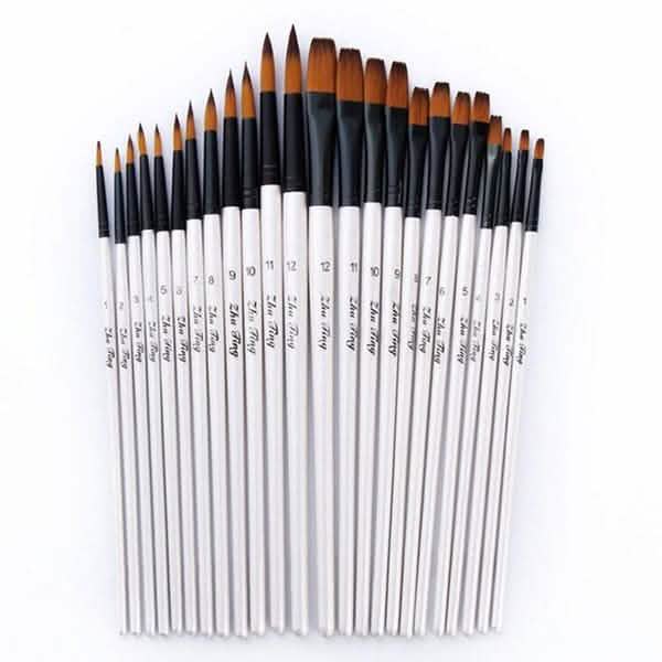 12-teiliges Set: Künstler-Aquarellpinsel