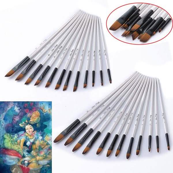 12-teiliges Set: Künstler-Aquarellpinsel