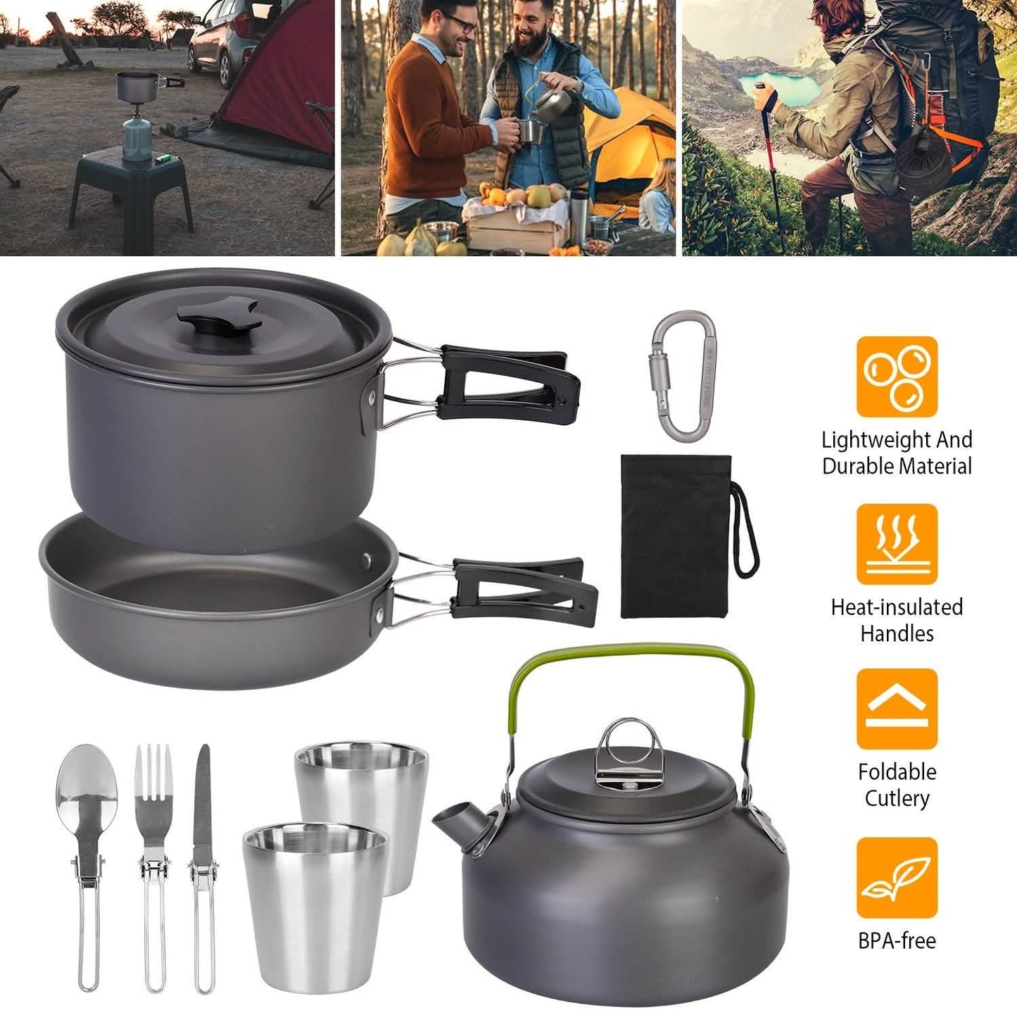 12-teilig: Camping-Kochgeschirr-Set