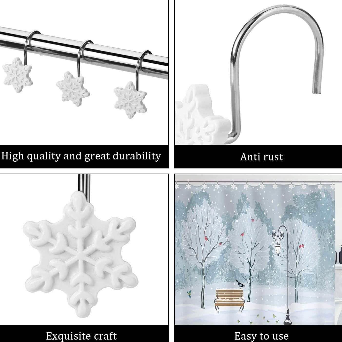 12-teiliges Set: Duschvorhang-Haken für Weihnachten, rostfrei
