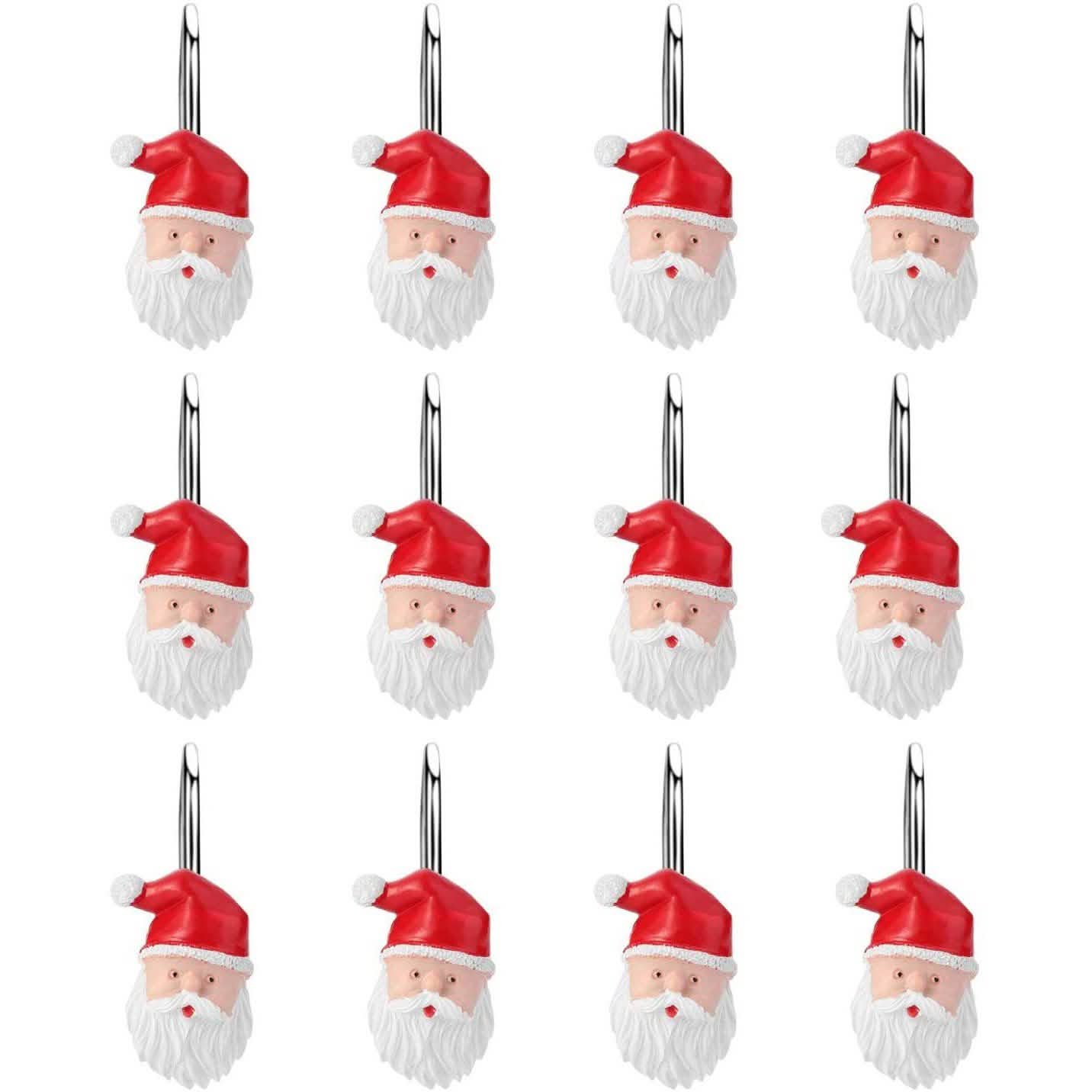 12-teiliges Set: Duschvorhang-Haken für Weihnachten, rostfrei