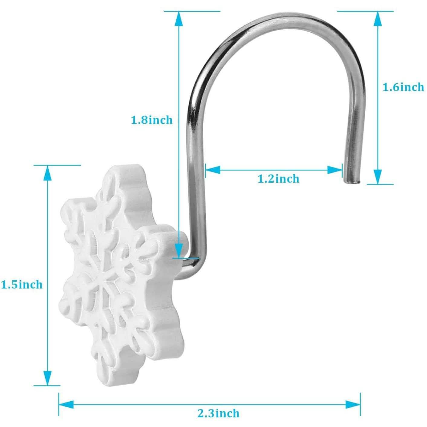 12-teiliges Set: Duschvorhang-Haken für Weihnachten, rostfrei