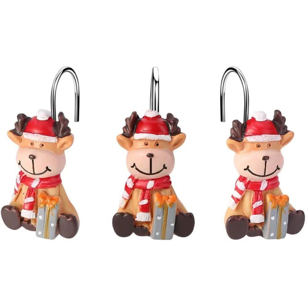12-teiliges Set: Duschvorhang-Haken für Weihnachten, rostfrei
