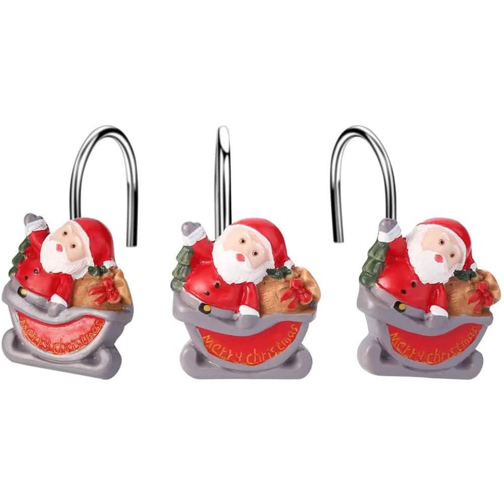 12-teiliges Set: Duschvorhang-Haken für Weihnachten, rostfrei