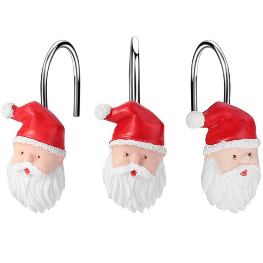 12-teiliges Set: Duschvorhang-Haken für Weihnachten, rostfrei